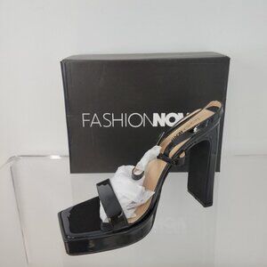 Fashion Nova Patent Blade Heels Black Size 8.5 NIB